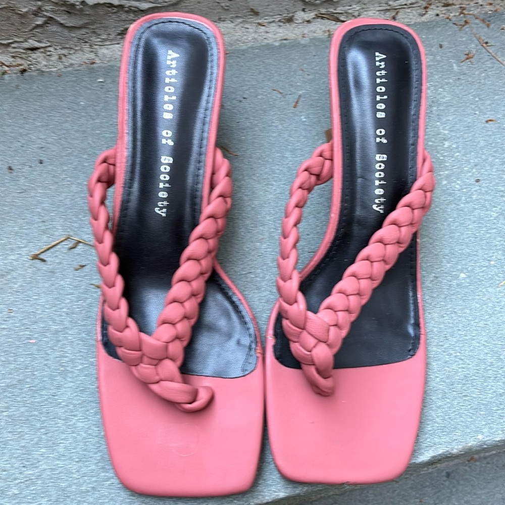 Braided Pink Slide Sandals -